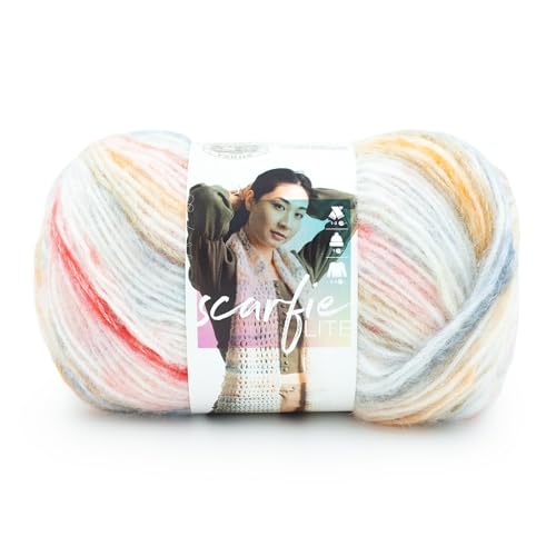Image of Lion Brand Yarn Scarfie Lite, Ombre Yarn for Knitting, Tartan, 1 Pack | Worsted Weight Acrylic Blend Knit & Crochet Fiber for Self-Striping Scarves, Colorful Cardigans, Chunky Blankets, Pastel Hats