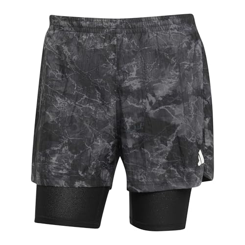 Adidas Hombre Own The Run Spray Dye 2in1 Short, Grey Four/Black, XL