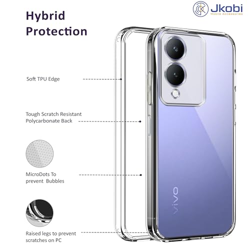 Image of Jkobi Back Cover for Vivo Y17s (Silicone Clear Shockproof Case with Camera Protection | Soft and Flexible | Transparent)