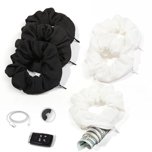 Pocket Scrunchies Holder Secret Hidden Compartment Items Velvet Hair Scrunchies Storage with Zipper Pocket for Women
