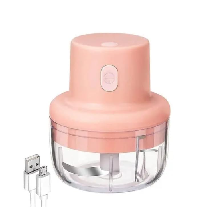 Mini Electric Food Chopper, USB Rechargeable, Pink | Portable & Compact, USB Charging Cable, Clear Bowl, One-Touch Operation, Garlic & Veggie Mincer-image-45