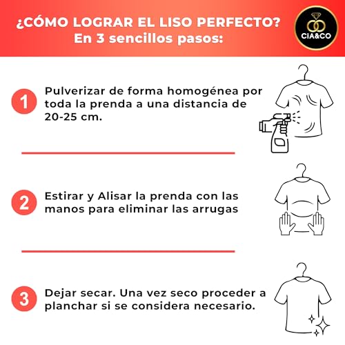 Miniatura 3 de Cia Co Spray Planchado Facil Con Pulverizador Pack De 2x750 Elimina Fácilmente Las Arrugas Y Los Olores Pack 2 X Plancha Facil Spray Antiarrugas Para Ropa, Planchado Facil Elimina Arrugas.