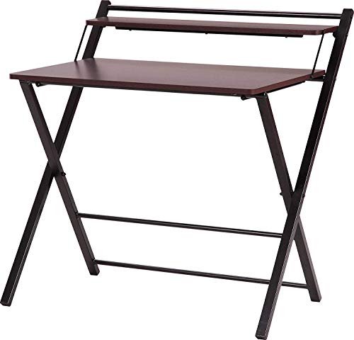 InnoFur Meleti Folding,Multi Purpose, Study, Adjustable Portable, Work from Home, Laptop, Computer, Writing, Dining, Utility Table with Bookshelf, Cup Holder (Brown)