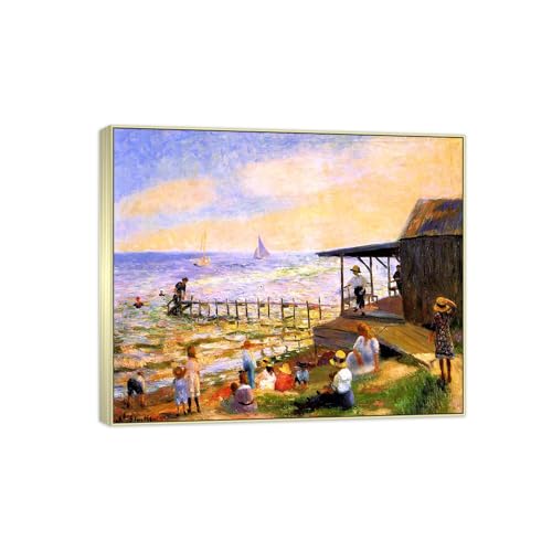William Glackens Tableau Salon Beach 3 Cadre Argenté Décoration Murale
