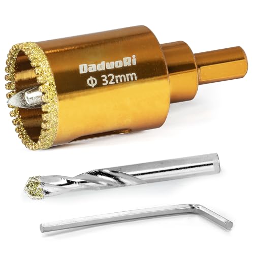 Image of 1-1 /4 inch Serrated Diamond Hole Saw with 2Pcs Removable Pilot Bits, Easy-Align for Precise Drilling in Porcelain, Ceramic Tile, Granite, and Marble (1.25 inch Tile Drill Bit)