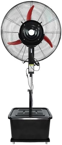 Oscillating Misting Fan with Water Tank, Adjustable Height Pedestal Fan for Industrial Use, Perfect for Garage, Warehouse & Workshop (26in / 65cm)