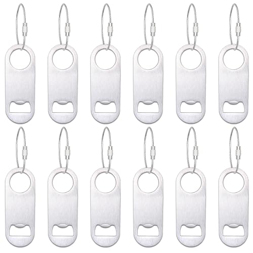 GTILE 12 Pack Stainless Steel Flat Bottle Opener with Keychain 3.5 x 1.3 Inches Beverage Beer Bottle Opener Keychain Key Ring for Men Women Bartender Kitchen Bar Restaurant