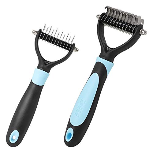 Ning Night Dog Brush and Cat Brush  2 Sided Pet Grooming Tool for Deshedding, Mats & Tangles Removing  No More Nasty Shedding and Flying Hair,Blue