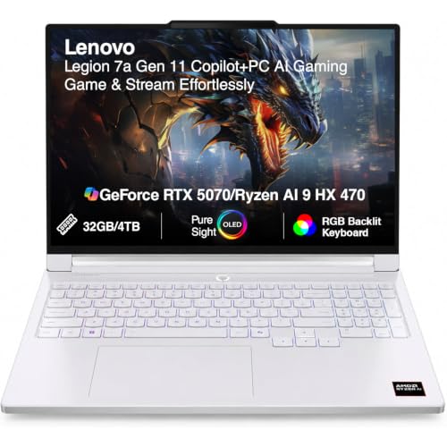 Image of Lenovo Legion 7a Gen 11 AI Gaming Laptop, 16 inch 3K 240Hz OLED, 32GB, 4TB SSD