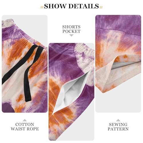 Men's Short Pajama Bottoms Tie-dyed Skeleton Grunge Home Casual Sleep Pants3