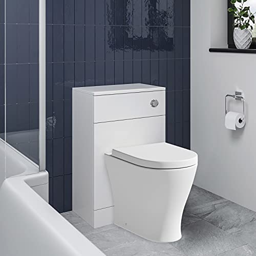 Image of BTW Back to Wall Toilet Pan Concealed Cistern Unit 500mm Soft Close Seat White