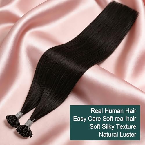 Image of Easyouth U Tip Hair Extensions, Brown, 22 Inch 50G 50S, for Thin Hairstyle
