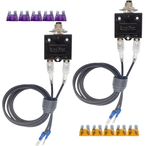 2Pack Circuit Breakers- 3A/5A Resettable Fuse Kit Professional HVAC Tool Circuit Testers for 32V DC & 125/250V AC Electrical Shorts Diagnostics