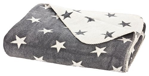 Moon Luxus Sterne Wolldecke Kuscheldecke 150x200-anthrazit