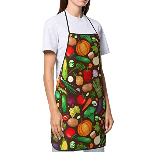 Senheol Funny Vegetables Print Aprons Kitchen Chef Waterproof Adjustable Funny Apron For Bbq With Pockets For Men Women #TOP2