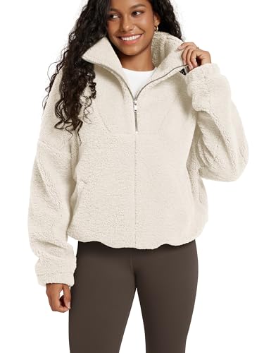 ODODOS Women's Sherpa Fleece Half-Zip Pullover - Cozy Warm Long
