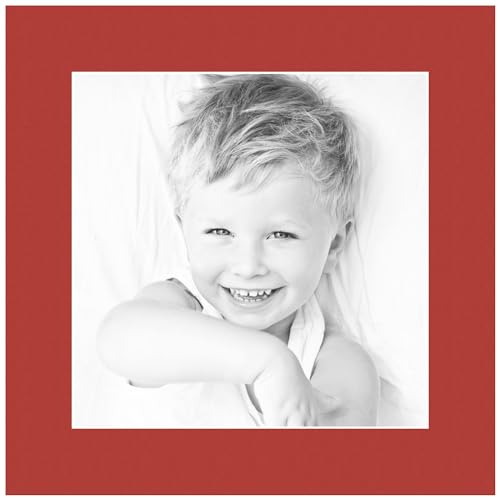 9x9 Deep Red/Deep Red Custom Mat for Picture Frame with 5x5 Opening Size (Mat Only, Frame NOT Included) - 2 Pack