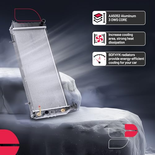 Image of BDFHYK CU1193 Aluminum Radiator for Compatible with Jeep Cheroke,Comanche Full Aluminum Engine Coolant Radiator 2.5L 4.0L L6 Replace 1193 1592,Drive:4WD,RWD