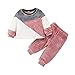 NBAA Kleinkind Baby Gemütlich Fleece Sweatshirt Zweiteiliger Anzug Herbst und Winter Mädchen Jungen Plüsch Langarm Patchwork Sweatshirt Fleece Pullover Top + Hose Outfits Beiläufig Set