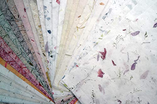 50 Sheets 8.5 X 11 Thin Mulberry Paper Sheets Handmade Art Tissue Washi Paper Design Craft Art Origami Suppliers Card Making (Tamarind Leaves,Onion,Banana Tree Fiber,Rice Straw Etc.) #TOP1