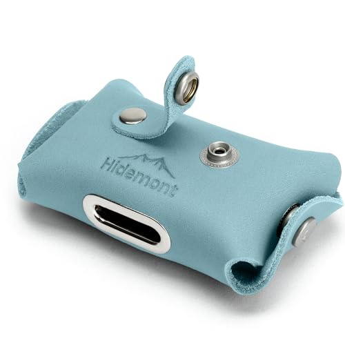 Image of Hidemont Dog Poop Bag Holder for Leash, Durable Leather Leakproof Pet Waste Bag Dispenser for Leashes, 20 Bags Included (Iceberg)