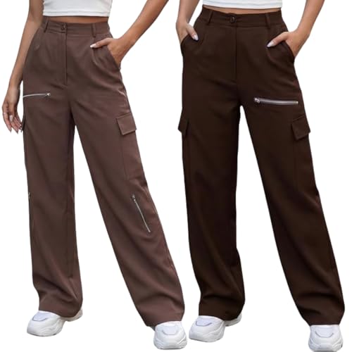 Image of GRECIILOOKS Cargo Pants For Woman | Trousers For Womans |High Waist Trouser for Women - Flared Parachute Pants with Side Pockets |Womens Cargo Pant | Elegant for College & Events (Available in Plus Size)
