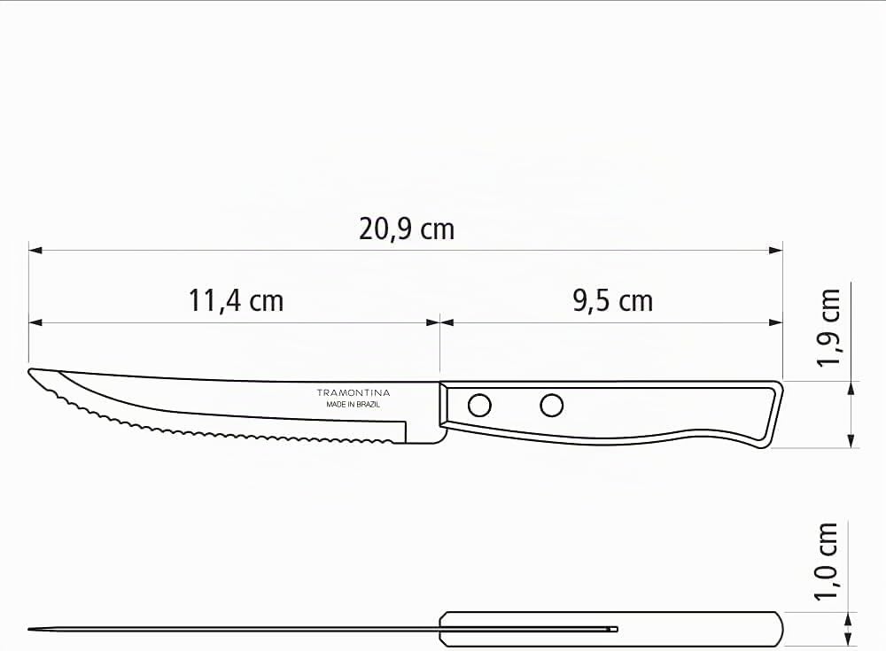 Tramontina Juego de Cuchillos para Carne en Acero Inoxidable 3 Piezas