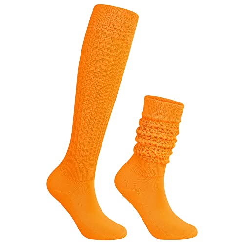Image of Zando Slouch Socks for Women - 80s 90s Knee High Scrunch Socks Soft Long Stacked Boot Sock Warm Winter Sock Daily Wear
