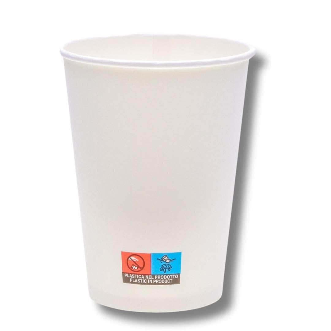 1000 bicchieri di carta bianca 250 ml Ø 80 mm tazza da caffè usa e getta neutra per caffè, tè, bevande calde, ufficio, gastronomia, caffè da go, bicchieri di carta grandi bianchi
