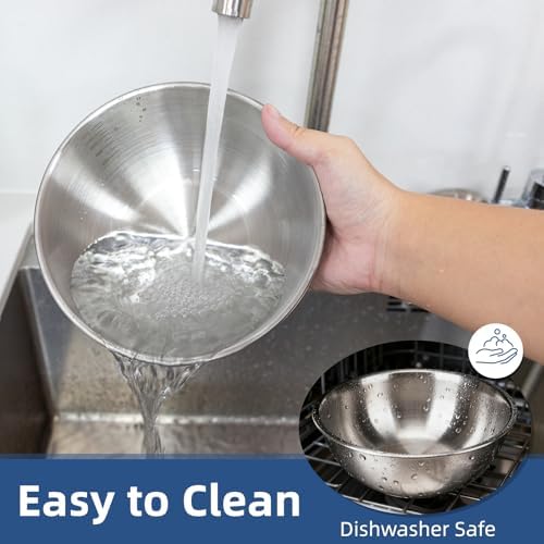 3-Piece Stainless Steel Mixing Bowls (7.1") Metal Bowl Set with Measurement Marks, Dishwasher Safe & Stackable - Perfect for Baking, Salad Making, Meal Prep and Kitchen Use - Thumbnail 5