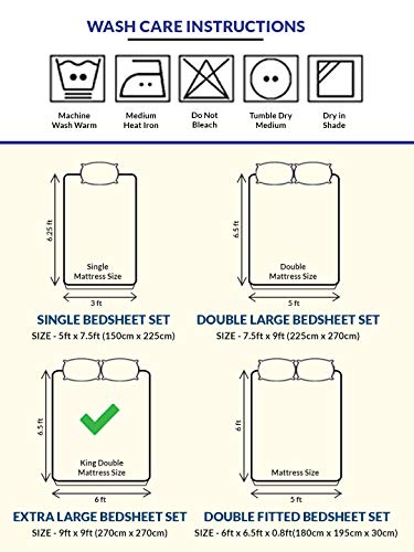 Image of Swayam Pure Cotton King Bedsheet with 2 Pillow Covers | 160 TC Soft Breathable Bed Sheet | Ethnic Motifs Printed | Size 108 x 108 inch | Comfortable & Durable for Bedroom - Grey