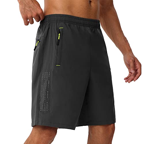 Rapoo Men’s Workout Shorts 7 Inch Inseam Lightweight Breathable Quick Dry Athletic Shorts with 3 Zipper Pockets