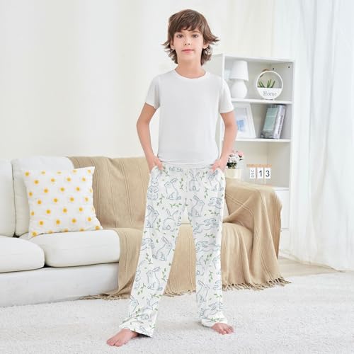 Boys' Pants Easter Pattern Bunny Floral Long Bottoms Jogger Pants Elastic Waist Trousers with Pockets S-XL3