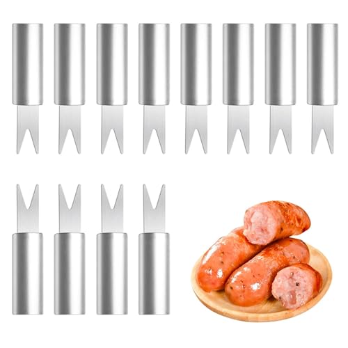 Zuasdvnk Soportes para mazorcas de maíz, juego de soportes para mazorcas de maíz,Púas de maíz de acero inoxidable de 12 piezas con cómodo mango - Tenedores para brochetas de maíz, clips