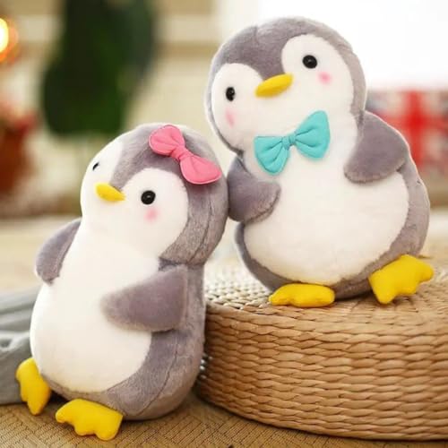 Aurasky Pinguin Kuscheltier Süß, Plüschtier Pinguin 25cm, Pinguin Stofftier zum Kuscheln & Spielen, Plüschpinguin Kissen Puppe Geschenk für Fans Kinder Mädchen Jungen(2-Teiliges)