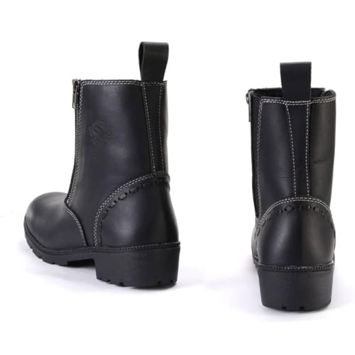 Milwaukee Leather MBL9327 Bota feminina de couro preto para motociclista com fecho de zíper duplo, P