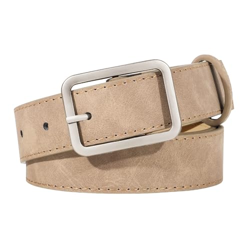 XZQTIVE Women Suede Belts for Women Fashion Leather Belts With Silver Buckle Ladies Waist Belt For Jean Pant Dress