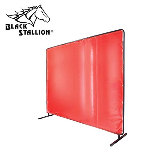 Revco Black Stallion 6' x 6' Orange Welding Curtain/Screen with Frame - 14