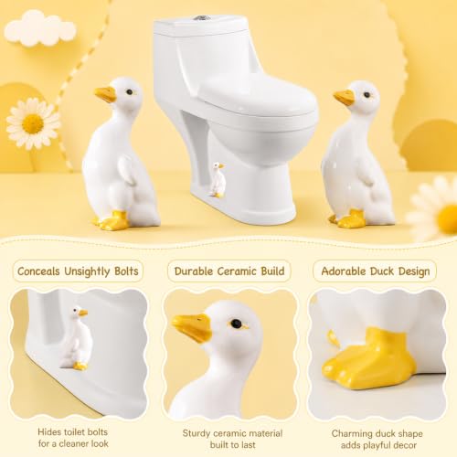 Toilet Bolt Caps Decorative, Set of 2 Duck Toilet Screw Cover Caps, Ceramic Toilet Bolt Caps for Bathroom Decor, Easy to Install Standing Design, Cute Toilet Knob Covers for Rusty Bolt Protection by NzuoNzux - Image 3