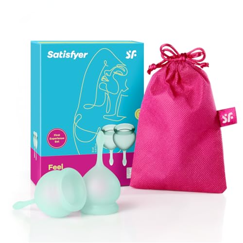 Satisfyer Feel Good copa menstrual 2 piezas | Copas menstruales reutilizables y sostenibles, 15 y 20 ml | Fácil de limpiar y cómoda | Protección duradera silicona médica: Multicolour