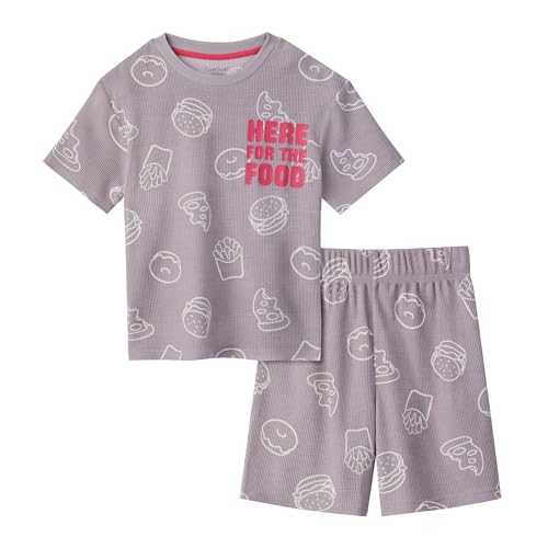 Image of Cuddl Duds Boys Matching 2 Piece Pajamas Set - Short Sleeve Soft Waffle Pajama Shirt & Shorts - Sleep & Lounge Sets for Kids