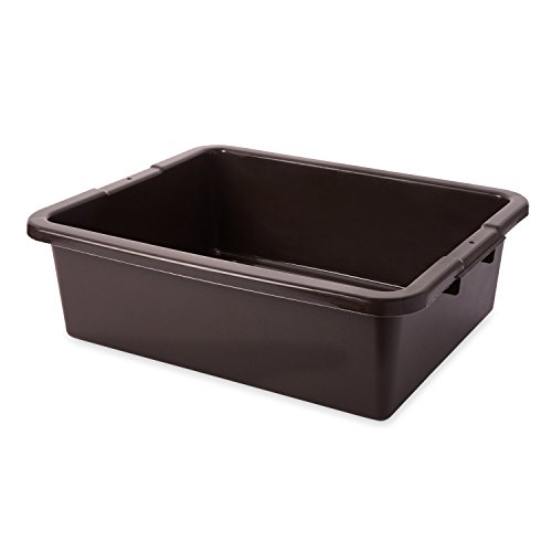 Rubbermaid Commercial Products Standard Bus/Utility Box, 7.125-Gallon, Brown, Plastic, Heavy Duty Plastic Restaurant Tub/Dish Washing Box For Kitchen Organization/Storage #TOP1