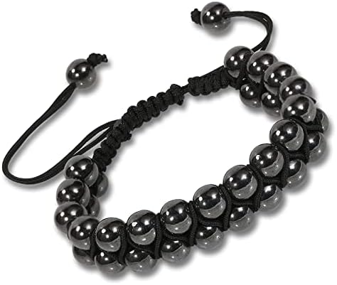 Davllin Hematite Magnetic Bracelet,Magnetic Healing Jewelry Bracelets,Strength Natural Beaded Bracelet,Double Strength Magnetic Physical Therapy Bracelet for Men Women Couples