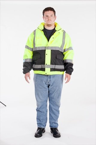 Utility Pro Men's Class 3 High Visibility Bomber Jacket, Lime/Black, Medium,