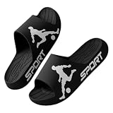 CYUCHENC Hausschuhe Herren-Hausschuhe, Trendige Outdoor-Sportarten, Ultradicke Sohle, Bequem, Weich, Elastisch, Sportlich rutschfest, Leichte Sandalen-schwarz-43-44
