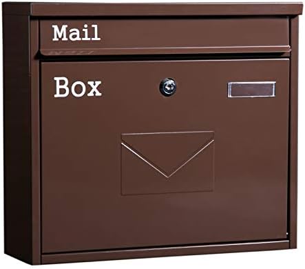 HBJWOV Retro Classic Rainproof Villas Mailbox Outdoor Lockable Wall-Mount Newspaper Boxes Secure Letterbox Garden Post Box(E)