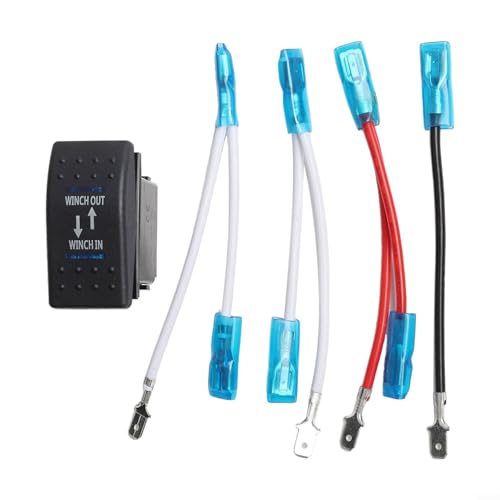 Eawfgtuw - Eawfgtuw Interrupteur à bascule pour treuil entrée/sortie 7 broches LED bleues 12 V-24 V ON OFF ON pour voitures, camping-cars, SUV, VTT, UTV, motos, bateaux