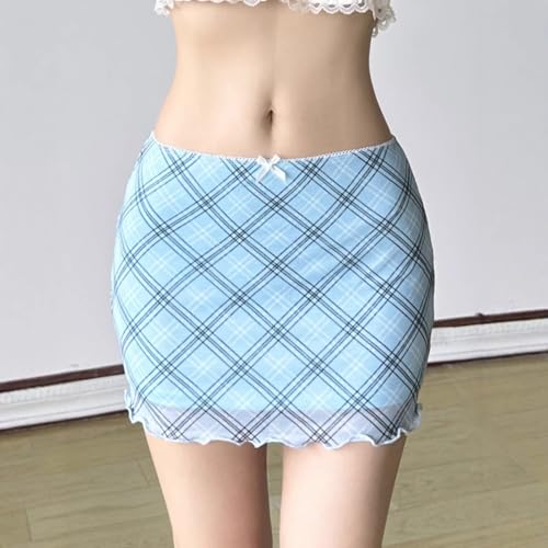 Y2k Skirts for Women Trendy 2025 Preppy Skirt Mini Gingham Mesh Streetwear Summer Coquette Clothes2