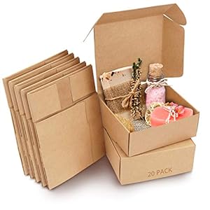 Kurtzy Boite Kraft Cadeau Marrons (Lot de 20) – Boite Carton de 12 x 12 x 5 cm – Boite Carton Cadeau Emballage Facile à Assembler pour Fêtes, Anniversaires, Mariages, Baptêmes, Événements