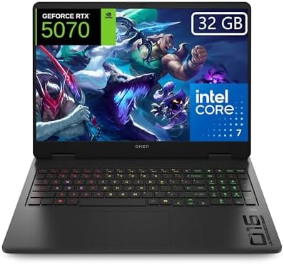 HP OMEN 16-am0001ns - Ordenador portátil Gaming 16" 2K (Intel Core 7-240H, 32GB RAM, 1TB SSD, NVIDIA RTX 5070, FreeDos) - Negro - Teclado QWERTY Español